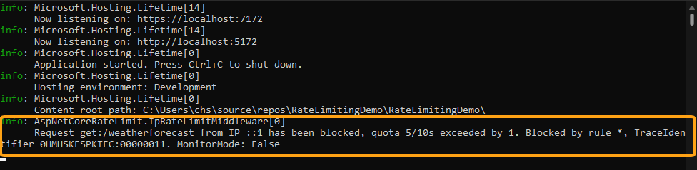 rate limiting test, rate limit test, console, .net