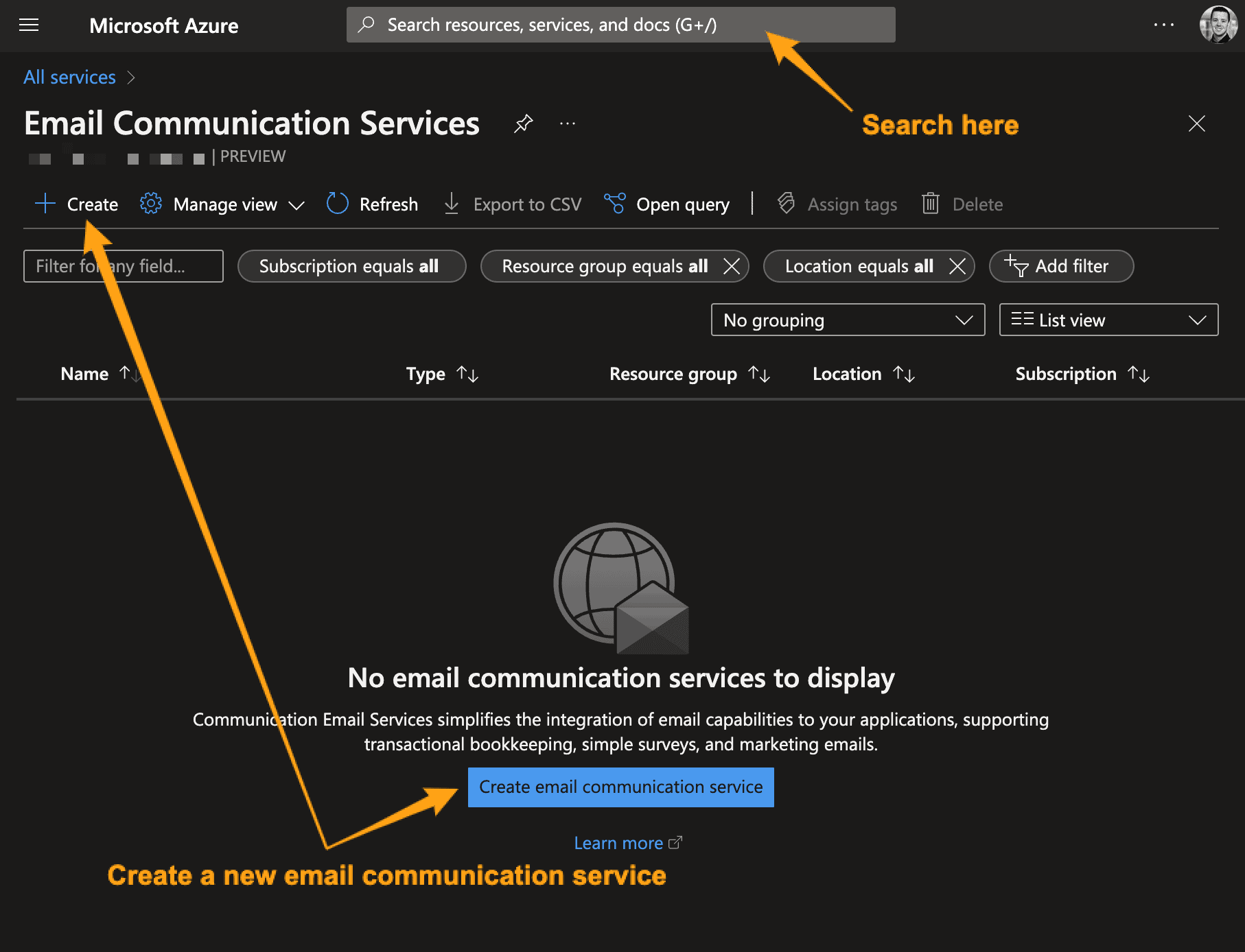 Create Email Communication Service