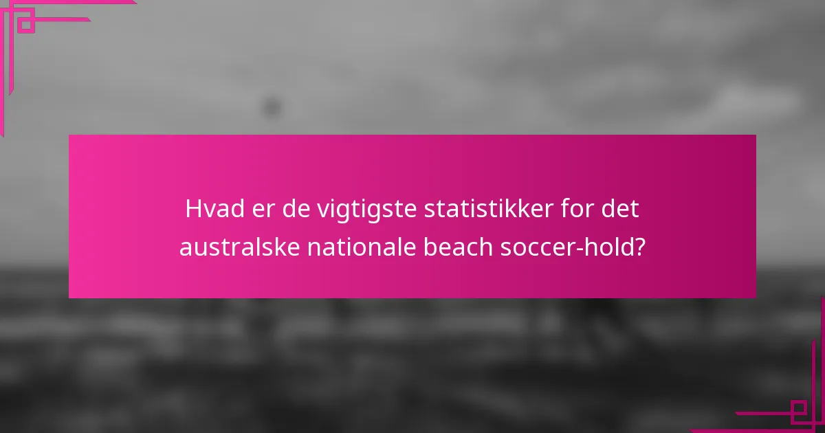 Hvad er de vigtigste statistikker for det australske nationale beach soccer-hold?