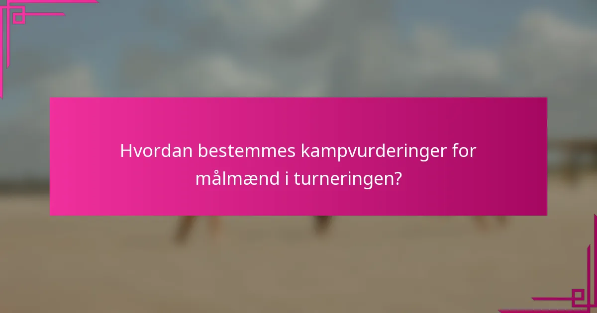 Hvordan bestemmes kampvurderinger for målmænd i turneringen?